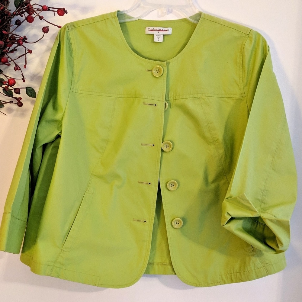 Coldwater Creek Lime Green🍀Cotton Jacket SM 8